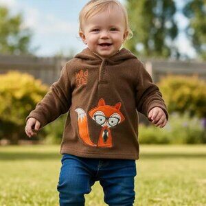 Buster Brown Soft Fleece Wild One Fox Lined Hoodie 12 Months